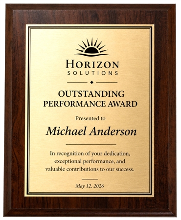 Dark Cherry and Gold Recognition Plaque with Custom Engraved Gold Plate