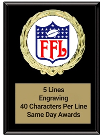 Fantasy Football Black Magic Plaque with FFL Fantasy Football Insert and Personalized Engraving
