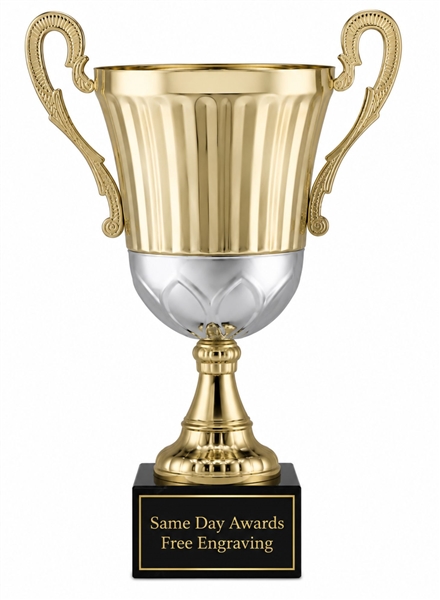 Regency Gold & Silver Trophy Cup with Marble Base and Free Custom Engraving