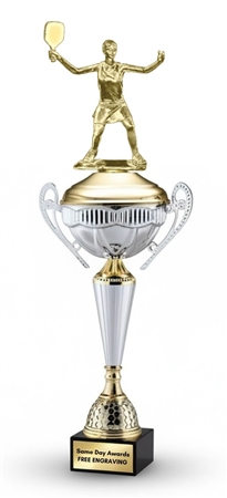 Women's Polaris Pickleball Trophy Cup Custom Engraved Championship Award with Marble Base