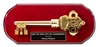 Cherrywood Gold Cast Key to the City Award Plaque with custom engraved ceremonial recognition plate