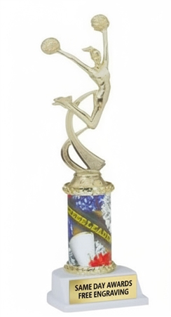 Sports Motion Cheerleading Trophy with Free Engraving â€“ Custom Cheer Award for Teams, Competitions, Camps, Spirit Recognition, and Participation Celebrations