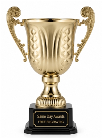 Verona Gold Metal Cup on Wood Base with Free Custom Engraving