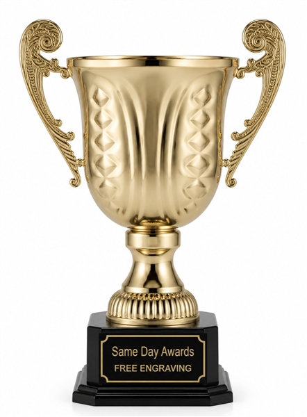 Verona Gold Metal Cup on Wood Base with Free Custom Engraving