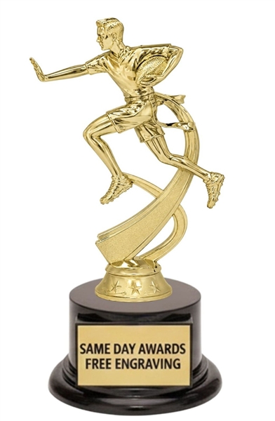 Custom Engraved Boys Flag Football Trophy with Ebony Base 8 Inch Youth Football Award