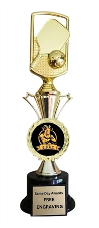 Ultimate XL Pickleball GOAT Trophy Custom Engraved Tournament Champion Award with Free Engraving
