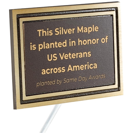 Brown Cast Memorial Plaque with Stake custom engraved outdoor memorial marker for cemetery graves, garden tributes, pet memorials, and remembrance displays