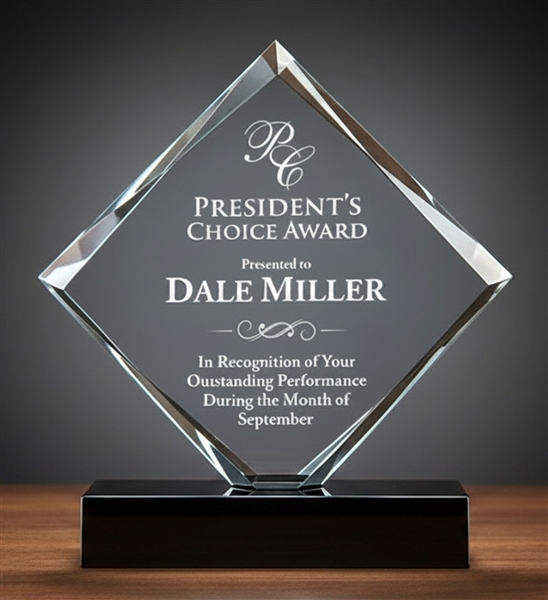 Executive diamond acrylic award trophy with custom engraving