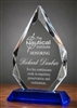 Premium Blue Diamond Crystal Award with 1 Inch Thick Optical Crystal, Blue Crystal Base, and Free Custom Laser Engraving