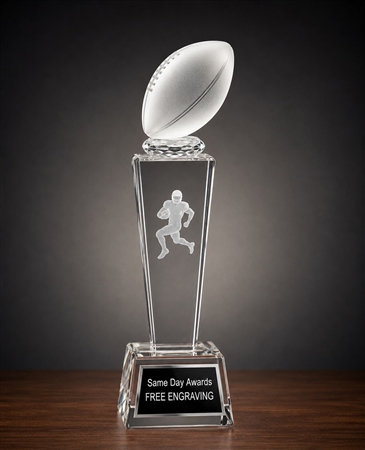 Collegiate Crystal Football Trophy Custom Engraved Championship Award