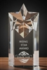 Rising Star Crystal Award Trophy with faceted optical crystal star design for employee recognition and leadership achievement awards.