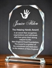 Bel Air crystal recognition award with custom engraved executive leadership and employee appreciation recognition design.