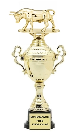 Monaco Cup Bull Trophy with gold bull figure, and engraved plate