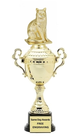13 inch Monaco Gold Cat Trophy with free custom engraving and weighted base