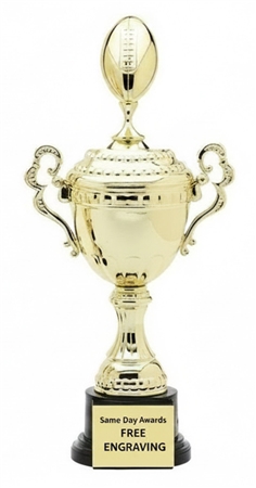 10 inch Monaco Gold Cup Football Trophy with custom engraving for football leagues tournaments and clearance sports awards