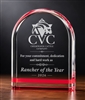 Reflective Red Acrylic Recognition Award with Illuminated Red Base and Custom Laser Engraving