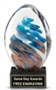 Azure Cyclone Hand-Blown Blue Swirl Art Glass Recognition Award with Genuine Marble Base and Personalized Engraving
