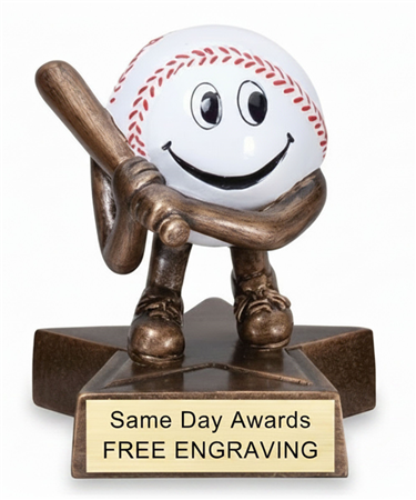 LIL BUDDY Baseball Trophy 4 inch kids award with star base and engraved plate