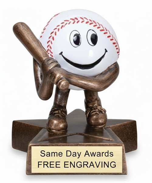 LIL BUDDY Baseball Trophy 4 inch kids award with star base and engraved plate