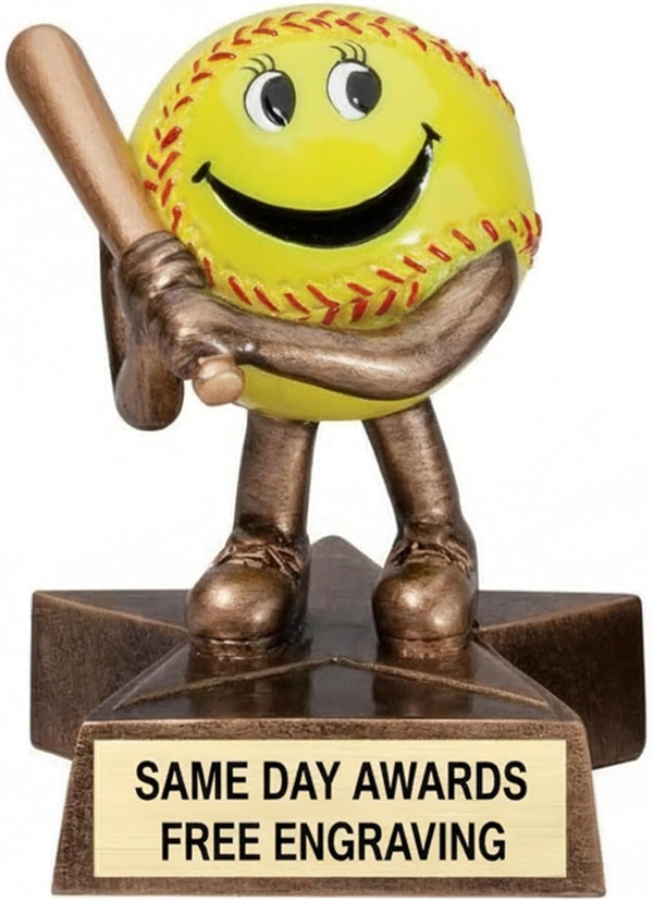 LIL BUDDY Softball Trophy 4 inch kids award with star base and engraved plate