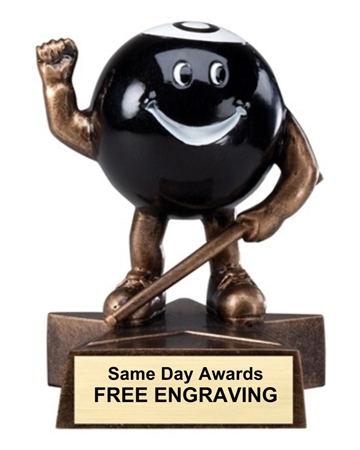 Lil Buddy Billiards Trophy Custom Engraved Pool Tournament Award with Free Personalized Engraving