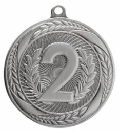 2.25 inch silver 2nd Place Medal with free neck ribbon for tournaments competitions and runner up awards