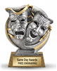 Mini Motion Drama Trophy custom engraved theater award with comedy and tragedy masks for acting competitions, drama programs, theater productions, and performing arts recognition.