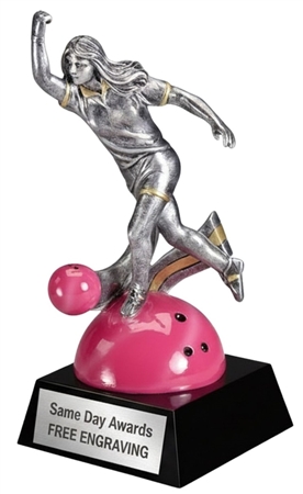 Motion Bowling Trophy with custom engraving for bowling leagues tournaments and clearance bowling awards