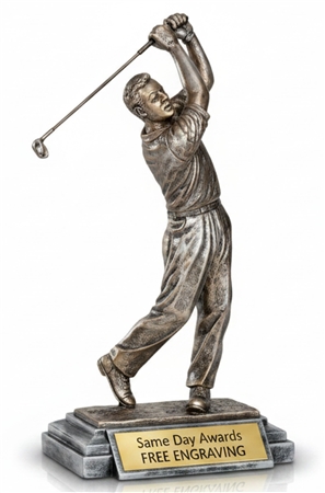 Freeman Classic Male Golf Trophy with custom engraving and marble style base