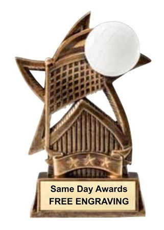 6 inch Star Sport volleyball trophy with bronze tone finish