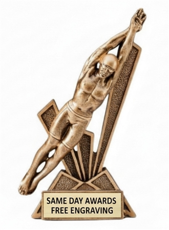 Checkmate Boys Swimming Trophy bronze resin swimming award with free personalized engraving