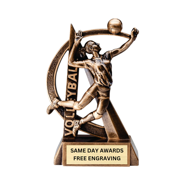 6.5 inch girls volleyball ultra action trophy with engraved plate