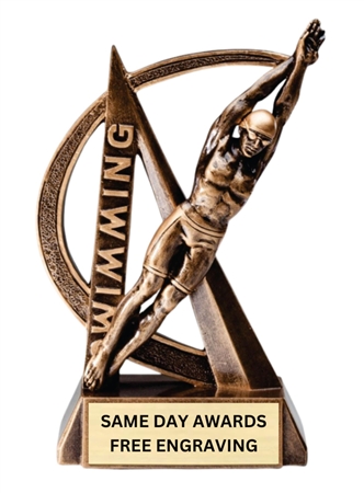 Ultra Action Boys Swimming Trophy bronze resin swimming award with free personalized engraving
