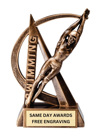 Ultra Action Girls Swimming Trophy bronze resin swimming award with free personalized engraving