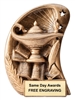 Curve Lamp of Knowledge academic resin trophy with free custom engraving plate