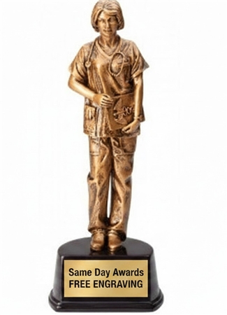 10.5 inch nurse recognition trophy with free custom engraving for healthcare appreciation and nursing excellence awards