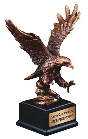 Majestic Bronze Eagle Patriotic Recognition Trophy with Custom Engraving and Display Base
