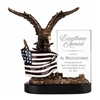 Action Eagle Patriotic Trophy Award with Custom Engraved 4x6 Glass Panel, American Flag Design and Soaring Eagle Recognition Award