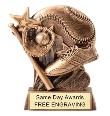 5.25 inch Hype Star baseball trophy with resin figure