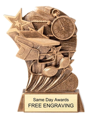 Hype Star Swimming Trophy resin swim award with free personalized engraving