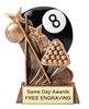 5.25 inch Hype Star billiards trophy with full color 8 ball