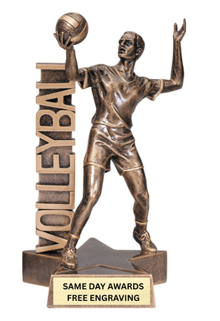 Billboard boys volleyball trophy with custom engraving