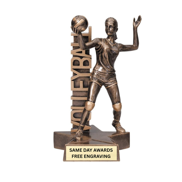 Billboard girls volleyball trophy with custom engraving