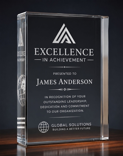 3x5 Executive Crystal Tablet Award with premium optical crystal and custom laser engraving for corporate recognition and employee appreciation awards.