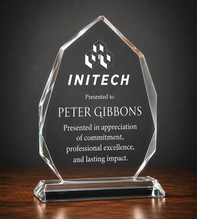 8 Inch Same Day Shipping Apex Crystal Trophy Award with Custom Laser Engraving and Premium Optical Crystal