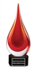 Same Day Shipping Mercury Red Hand-Blown Art Glass Award with Free Custom Engraving