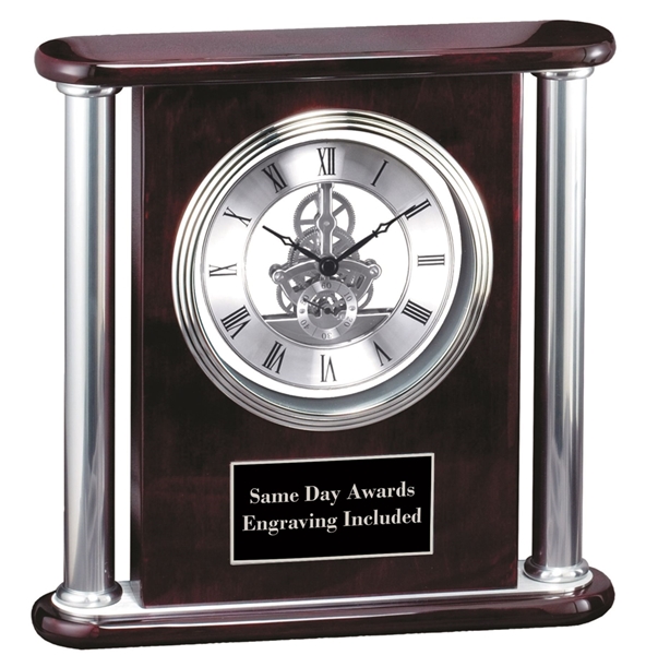 Same Day Shippping CEO Executive Skeleton Clock with personalized engraved silver plate for executive recognition and retirement awards