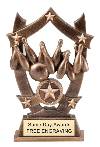 Sports Star Bowling Trophy Custom Engraved Bowling Recognition Award