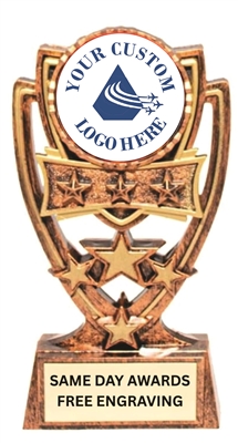 6 inch 4 Star Custom Logo Trophy for corporate awards