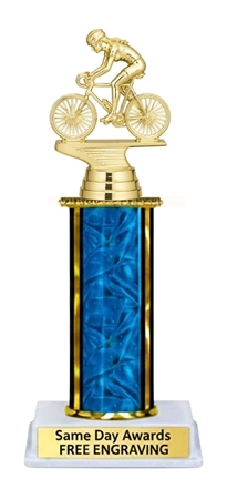 Single Column Female Racing Bicycle Trophy Custom Engraved Cycling Award